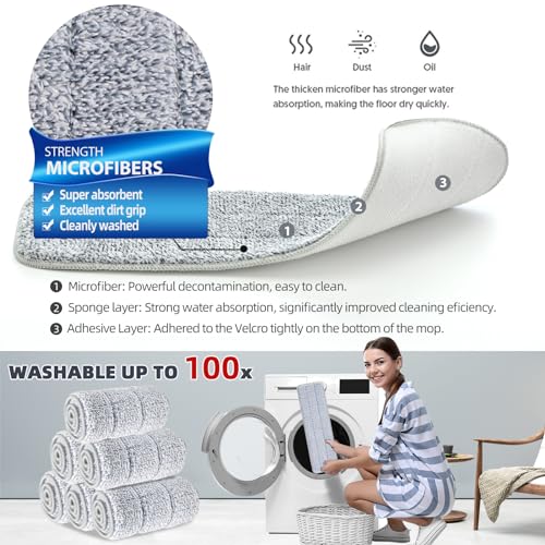 Microfiber Floor Mop with 4 Washable Pads D34240