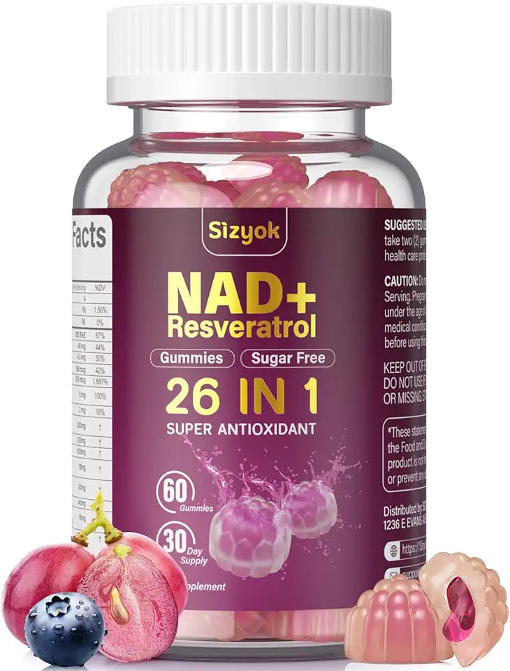 Sugar Free NAD Resveratrol Gummies with Hydrolyzed Collagen 60 Gummies Q3946