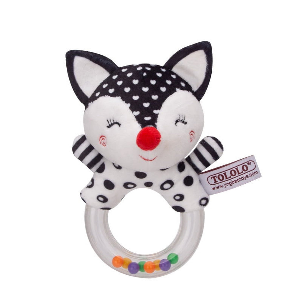 Black and White Plush Baby Rattle Set of 2 E6261