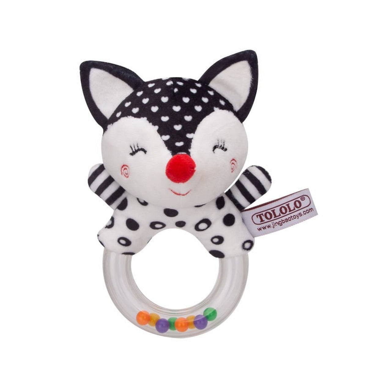 Black and White Plush Baby Rattle Set of 2 E6261