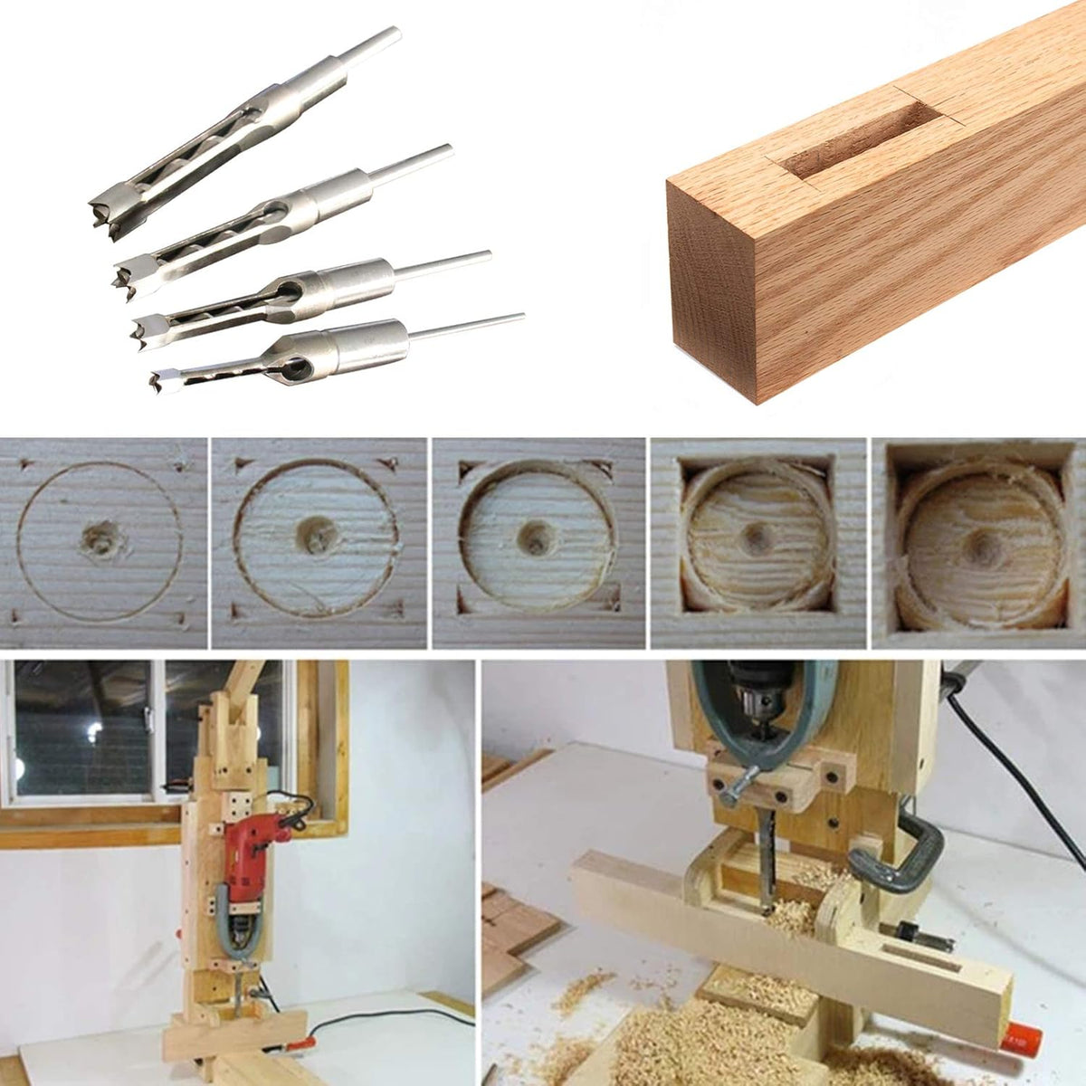 Bench Drill Locator Set, Square Hole Chisel Drilling Machine Woodworking Mortiser Location Tool, Mortising Attachment Kit D6186