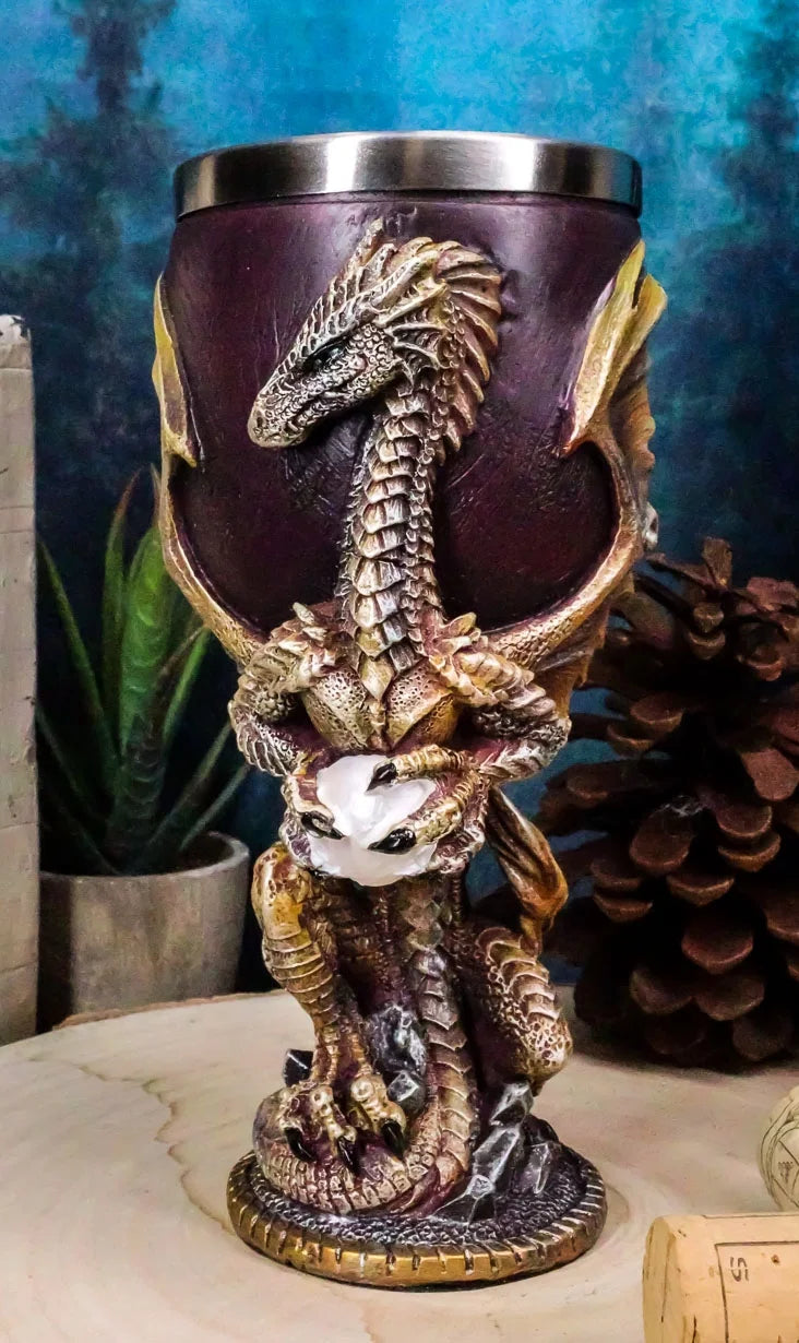 Maroon And Gold Dragon Wine Goblet 5oz H76501