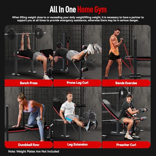 6 in 1 Weight Bench Set with Leg Extension and Preacher Curl F480760