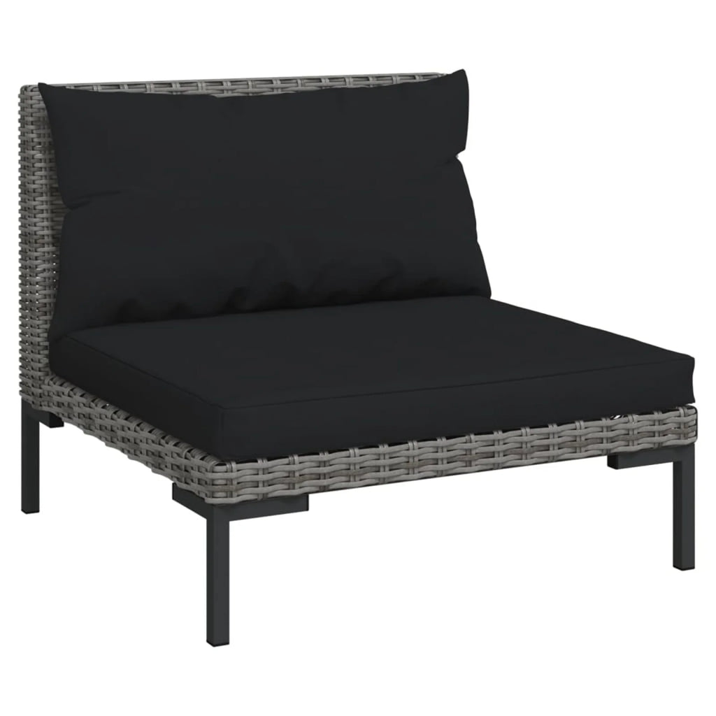 9 Piece Poly Rattan Patio Set with Cushions Dark Gray Z86515
