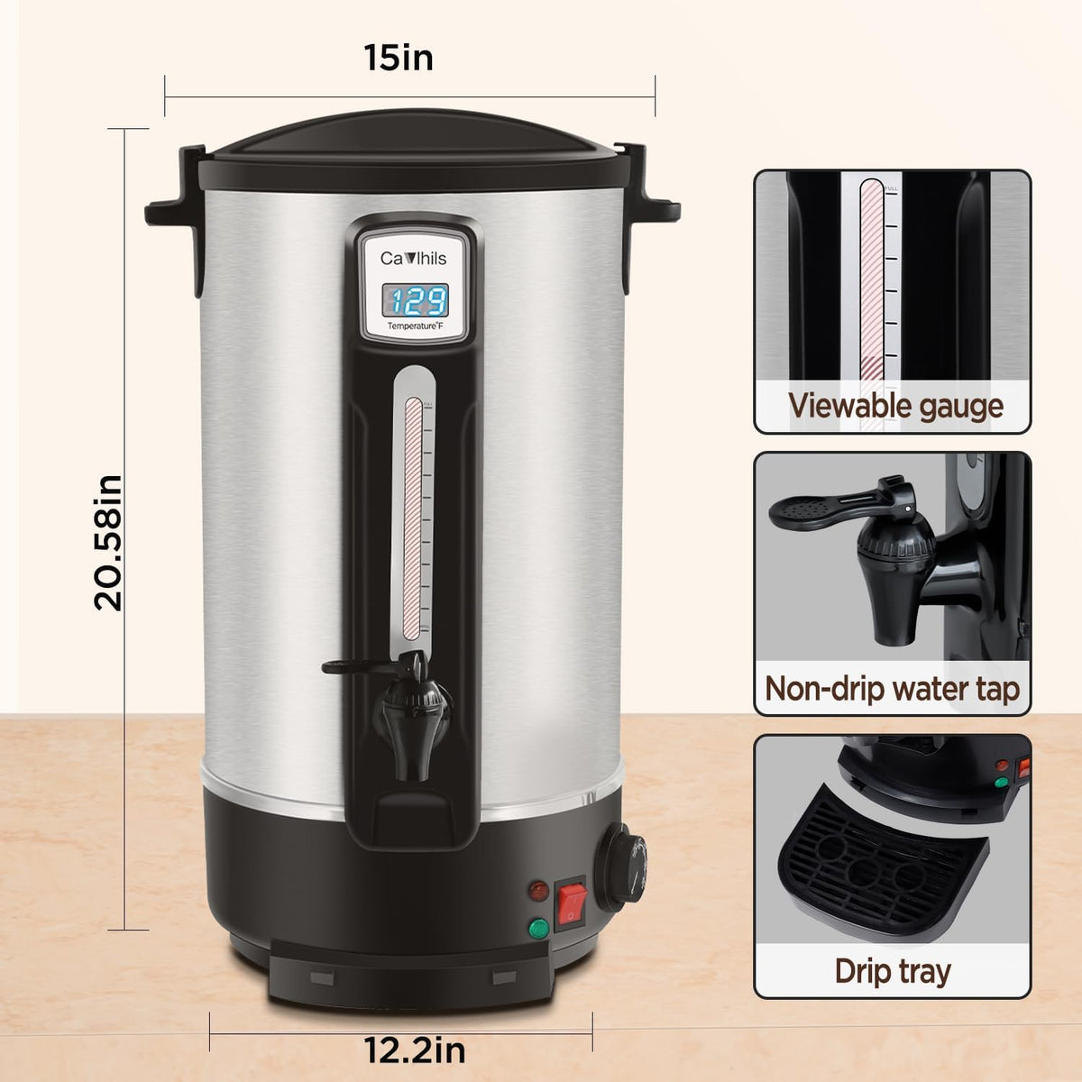 100-Cup Stainless Steel Coffee Urn H324139