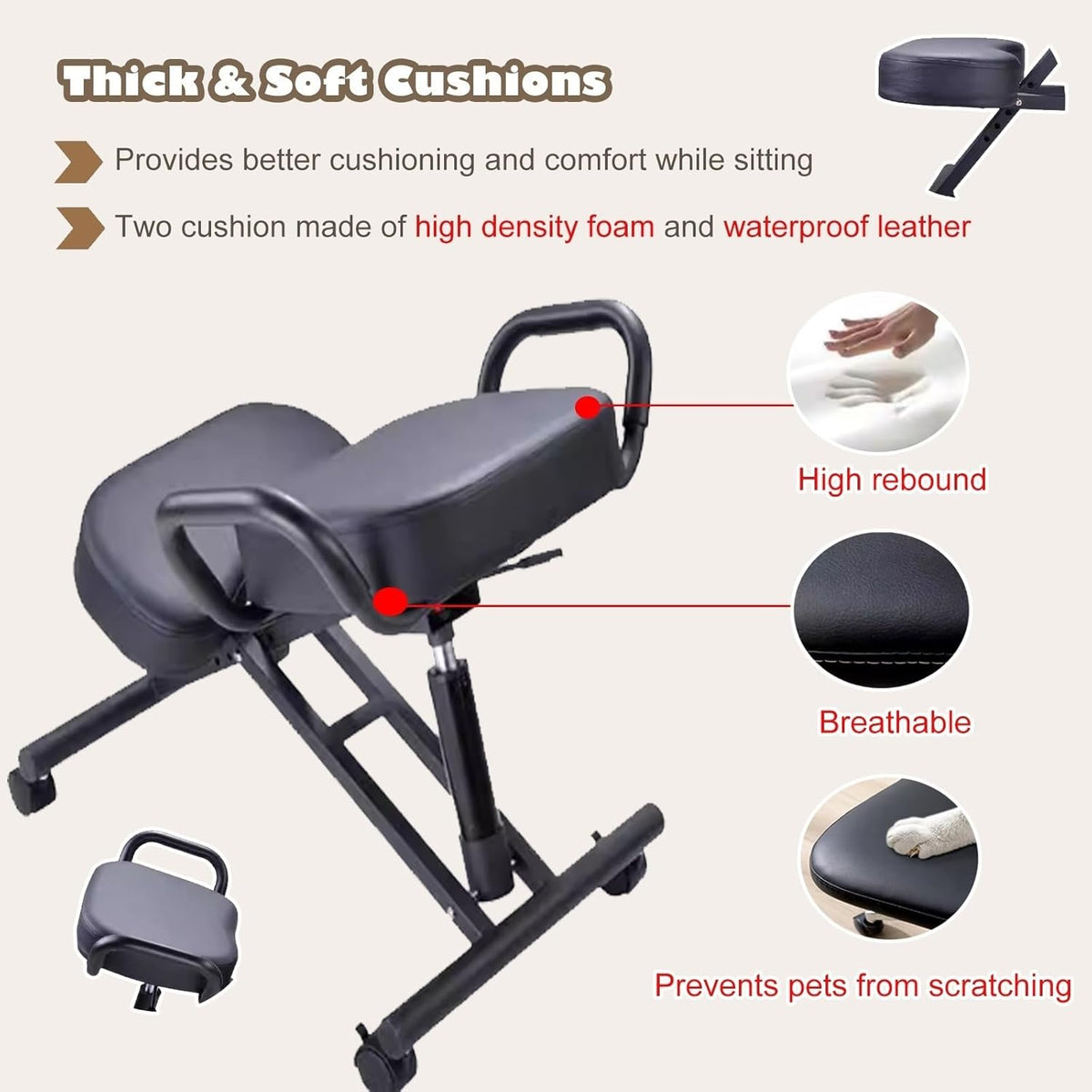 Ergonomic Kneeling Chair with Arm P1344