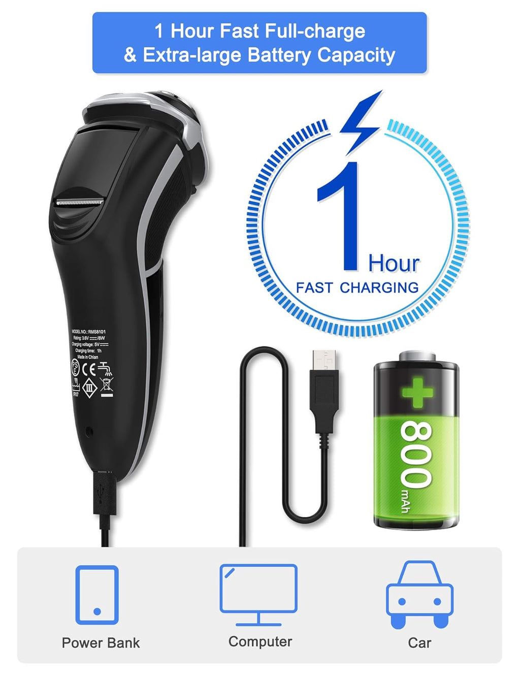 Black 3D Rotary Electric Shaver Pack of 2 U78032