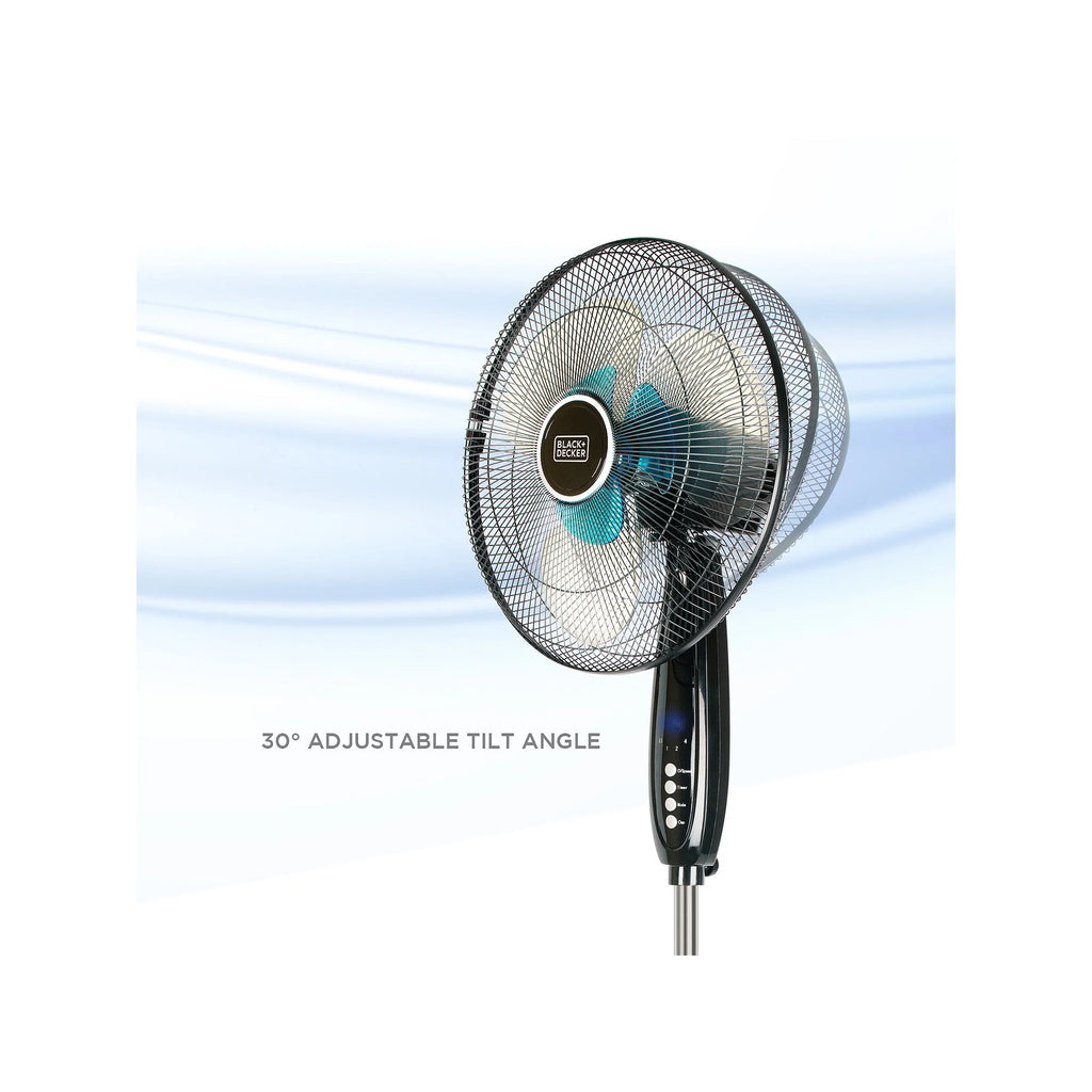 Black 3-Speed Oscillating Stand Fan with Remote I489