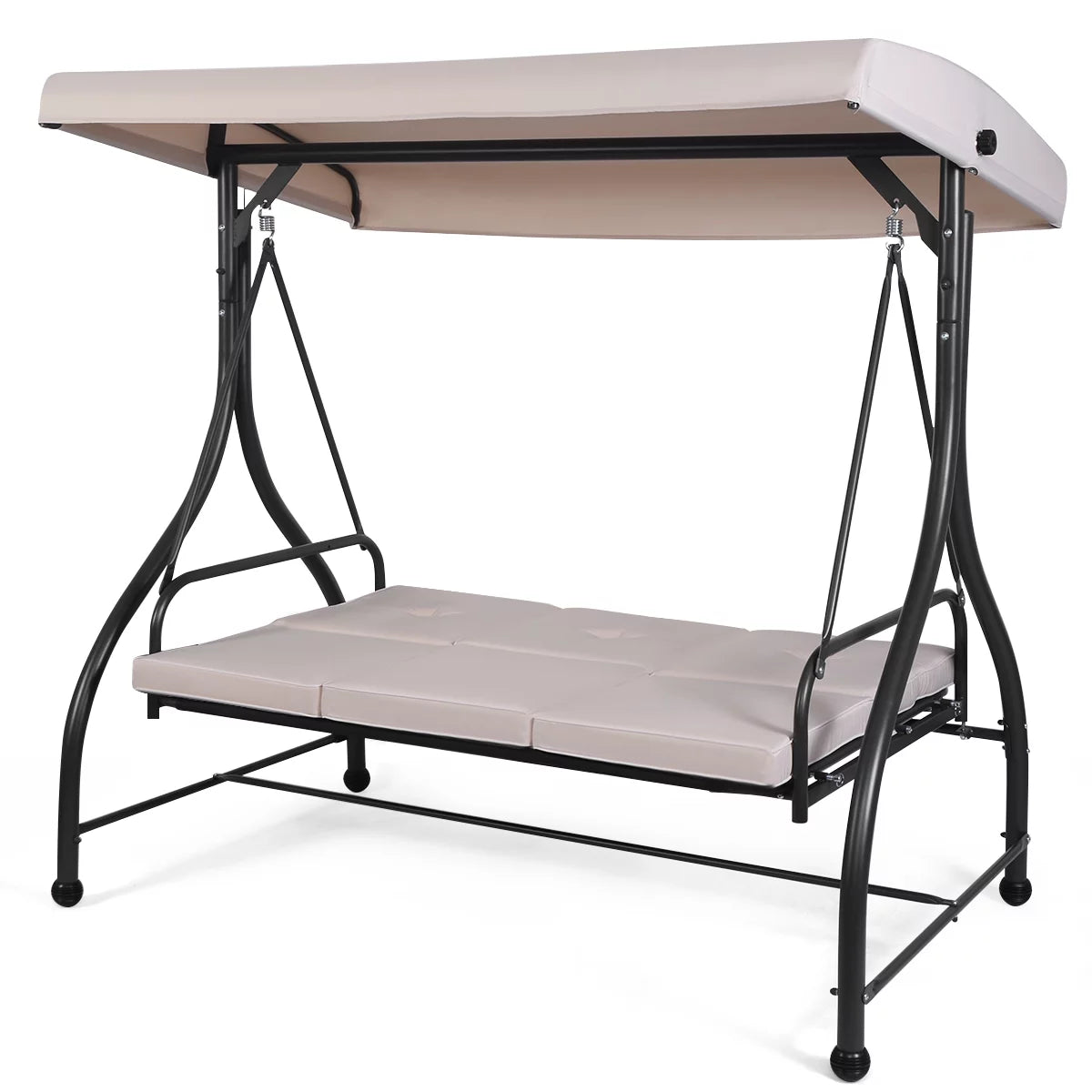 Converting Outdoor Swing Canopy Hammock 3 Seats Beige D8422