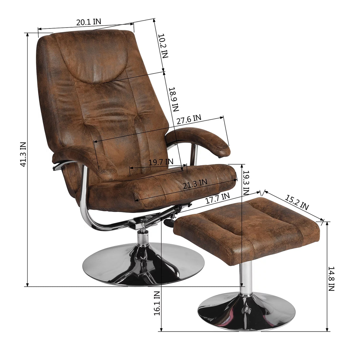 Vintage Fabric Accent Chair with Ottoman E51030