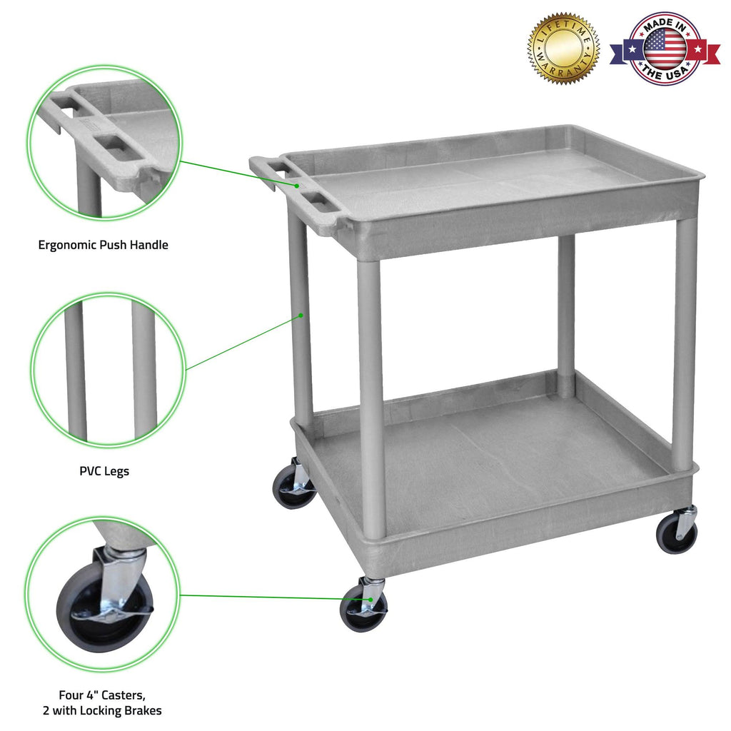Gray 2 Shelf Utility Tub Cart C4718