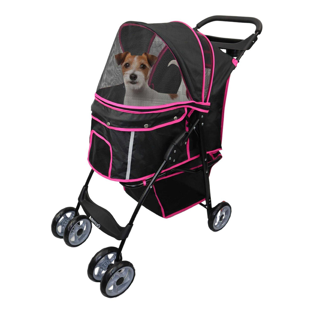 Black Pink Pet Stroller Carrier K364