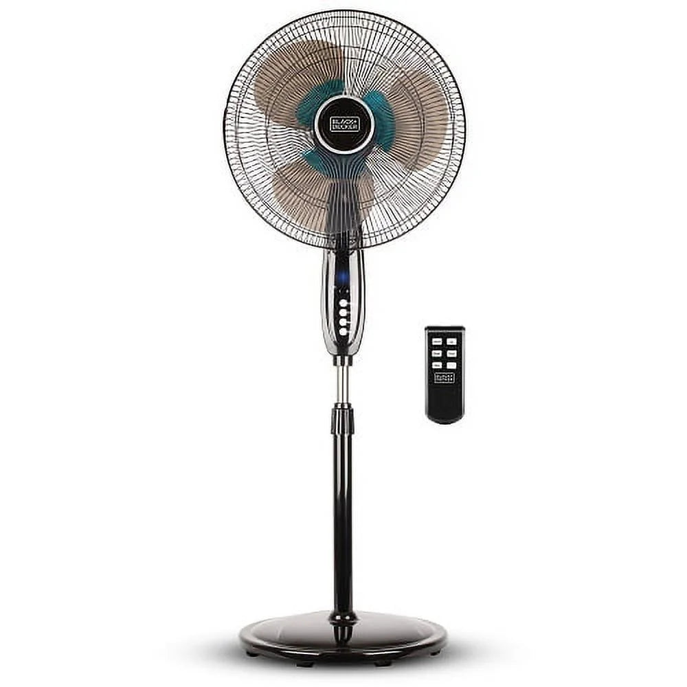 Black 3-Speed Oscillating Stand Fan with Remote I489