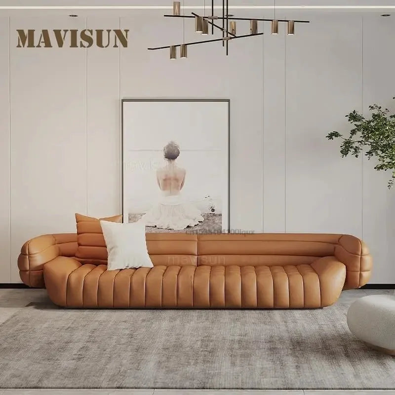 Yellow Light Grey Leather Sofa A43027