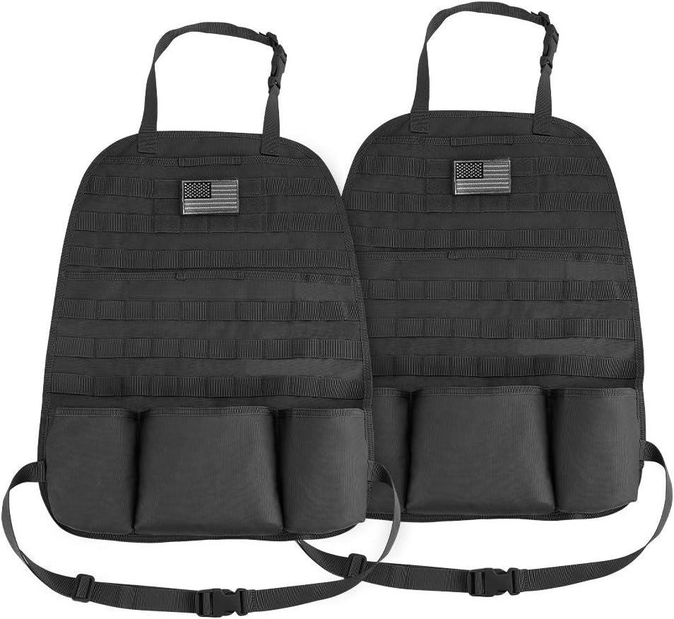 Black Tactical Molle Car Seat Back Organizer with 3 Storage Pouch G949
