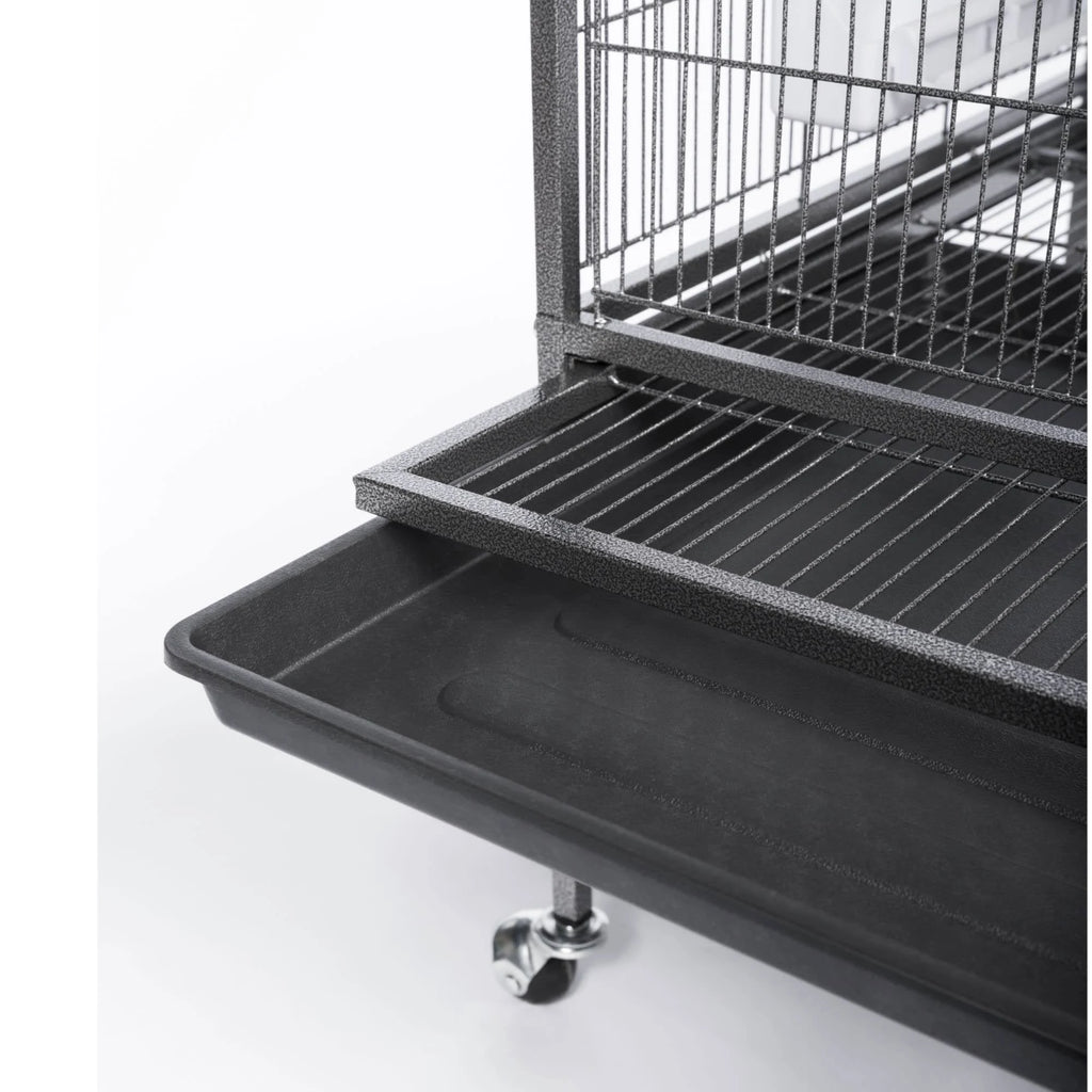 Wrought Iron Flight Cage With Stand, Black L784