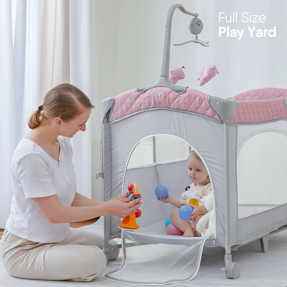 Infant Bedside Sleeper Bassinet with Wheels E8718
