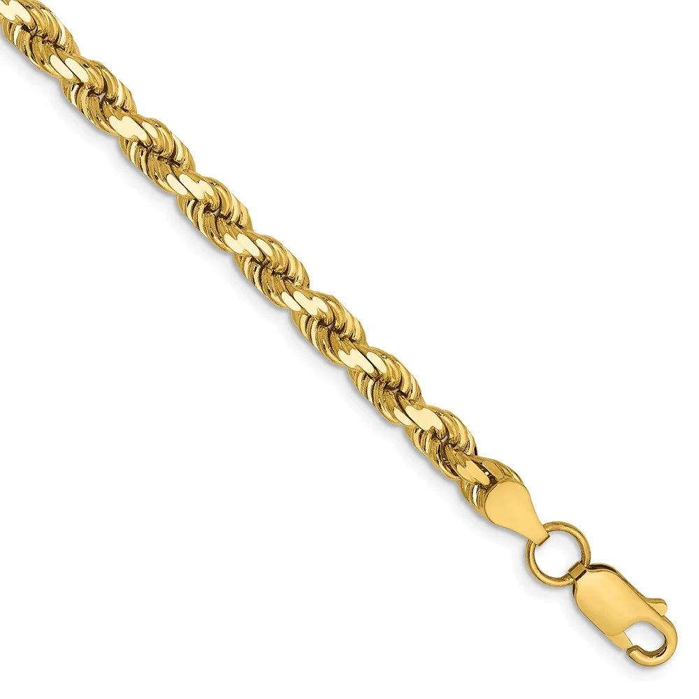 Real 14kt Yellow Gold 4.5mm Diamond Cut Rope Chain with Lobster Clasp L582771