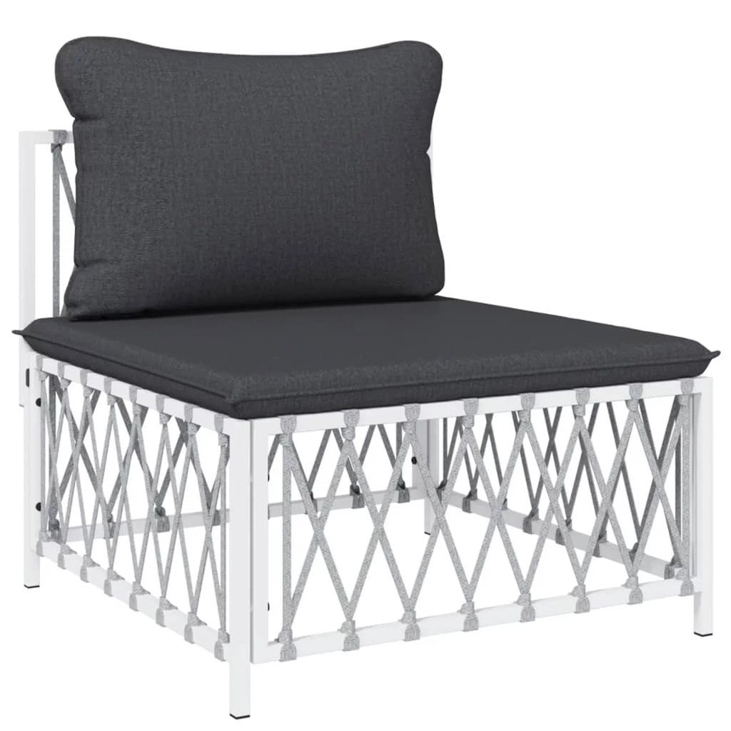 6 Piece Patio Set with Cushions White Steel S786626