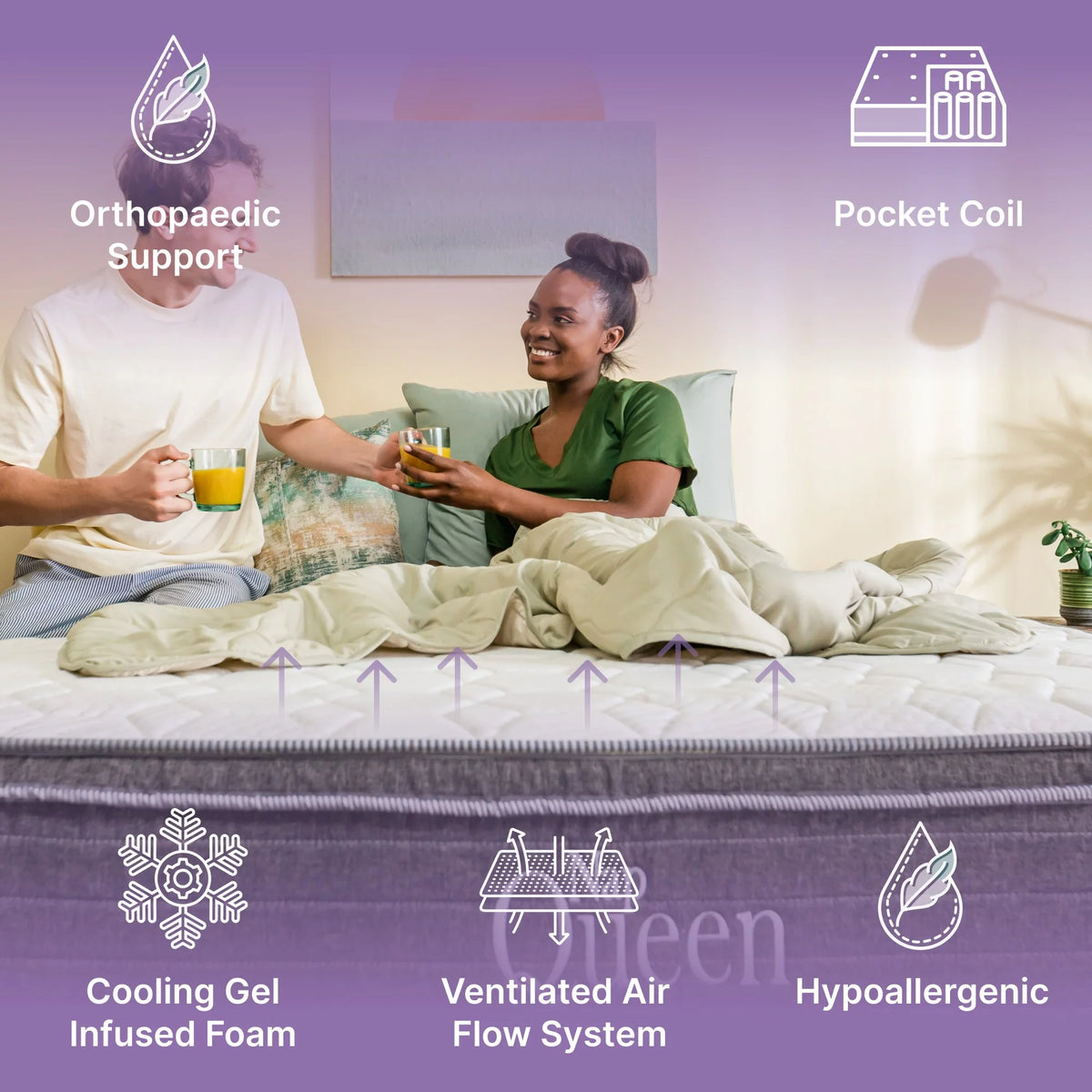 Queen Size Hybrid Memory Foam Pocket Spring Mattress J82296