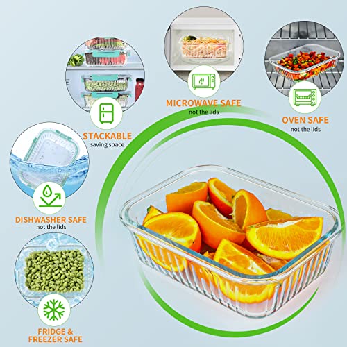 5 Packs 36 oz Glass Food Storage Containers with Lids, White H676