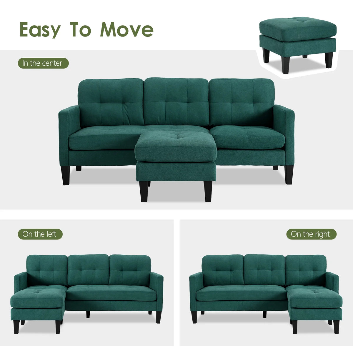 Modern Reversible Chaise L-Shaped Sectional Sofa D211603