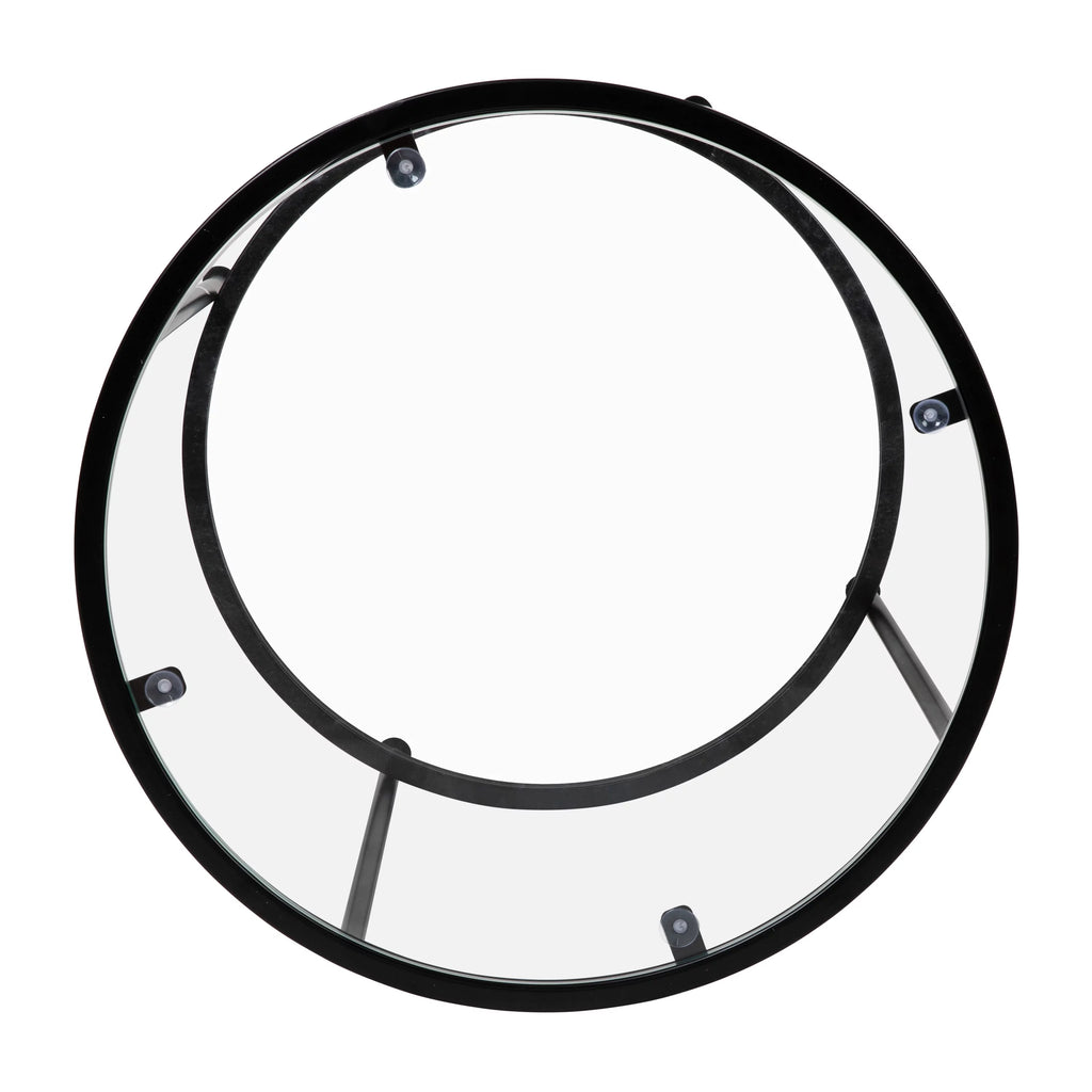Round Glass End Table with Black Frame E438