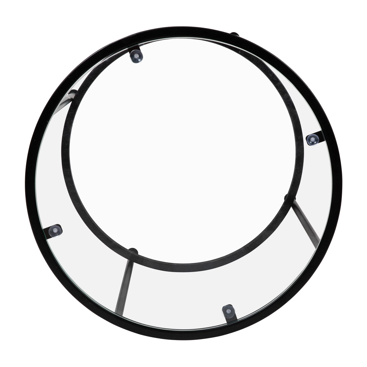 Round Glass End Table with Black Frame E438