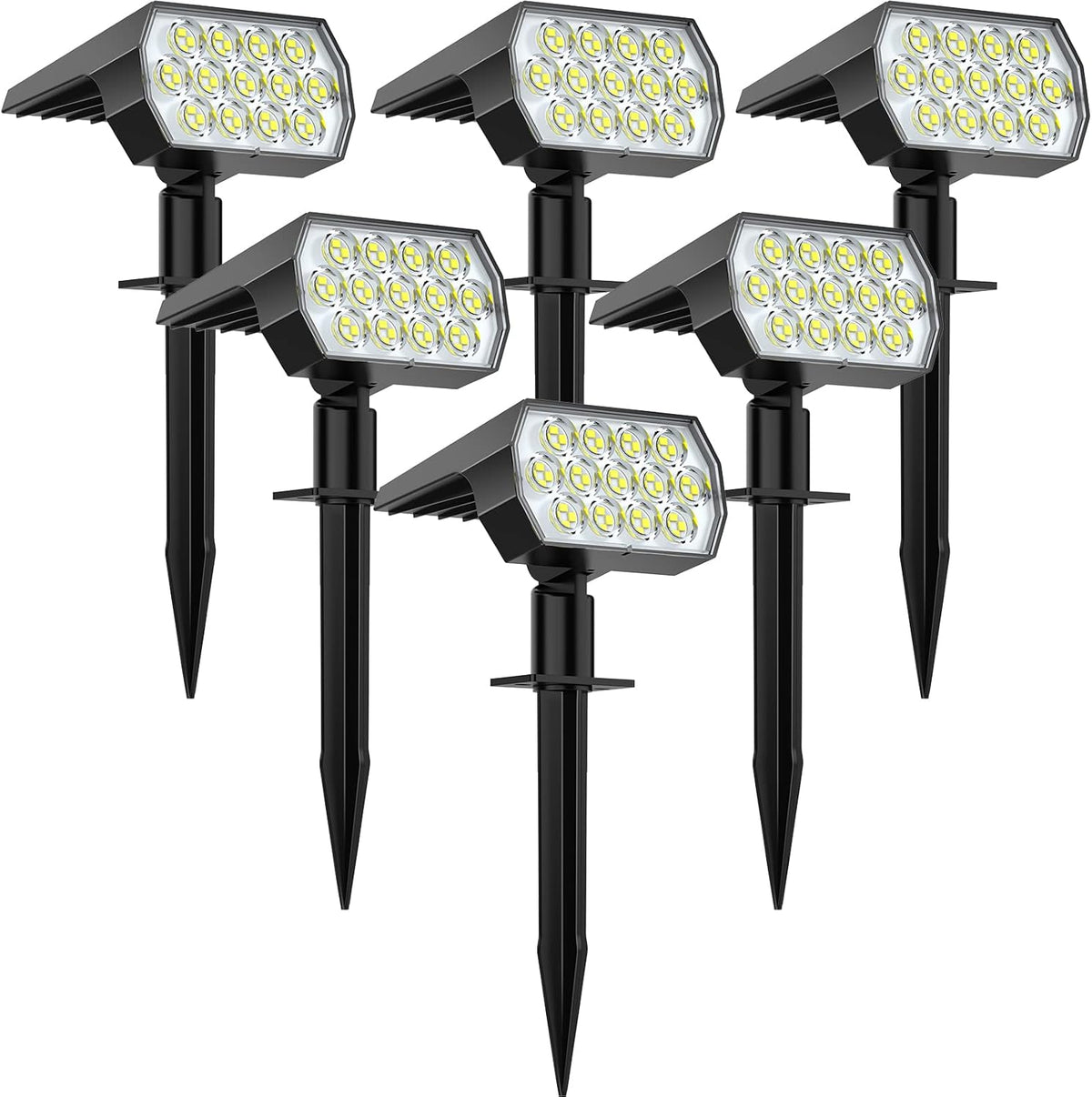 6 Pack 52 LED 3 Modes IP65 Waterproof Solar Spot Lights U828077