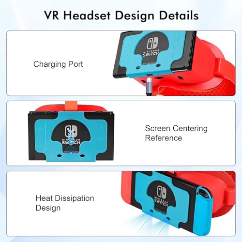 Red & Blue VR Headset with Adjustable HD Lenses and Head Strap O26688