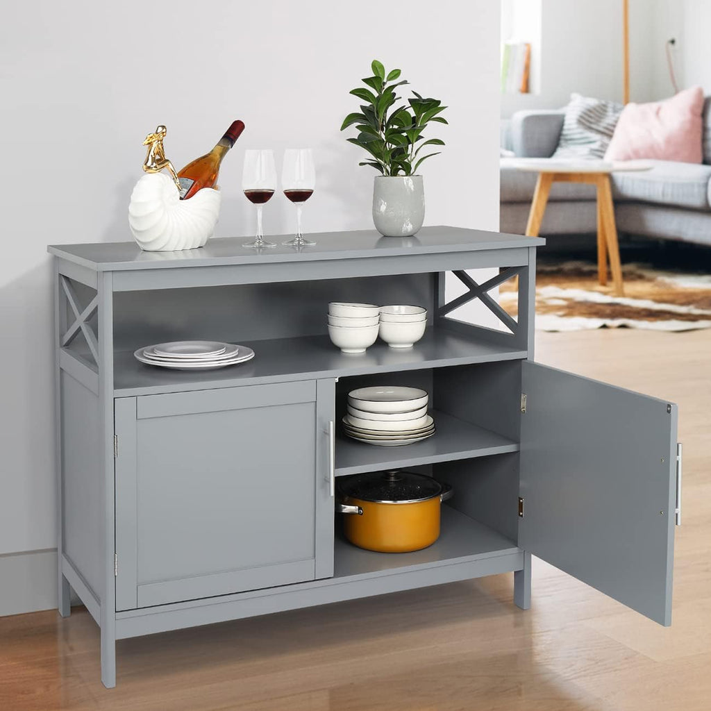 Ivory White Kitchen Sideboard Buffet Storage Cabinet with 2 Drawers J655688