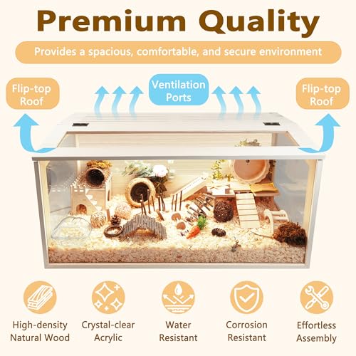 Extra Large Wooden Hamster Cage with Acrylic Sheets (32 x 16 x 16 Inch) U893686