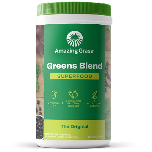 Super Greens Powder Smoothie Mix with Organic Spirulina, Chlorella, Beet Root Powder, Digestive Enzymes & Probiotics, 60 Servings L47863