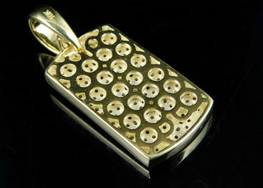 10K Yellow Gold Dogtag Diamond Pendant with 10K Franco Chain E954