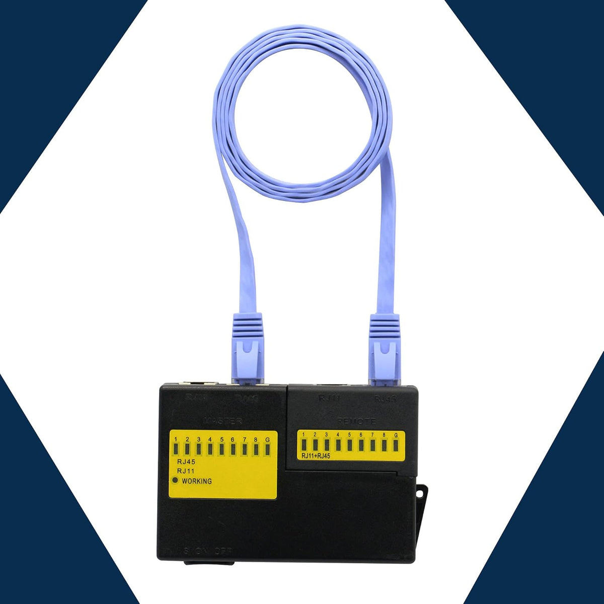 Network Cable Tester RJ45 RJ11 RJ12 UTP LAN Networking Tool Black Pack of 2 Y2817