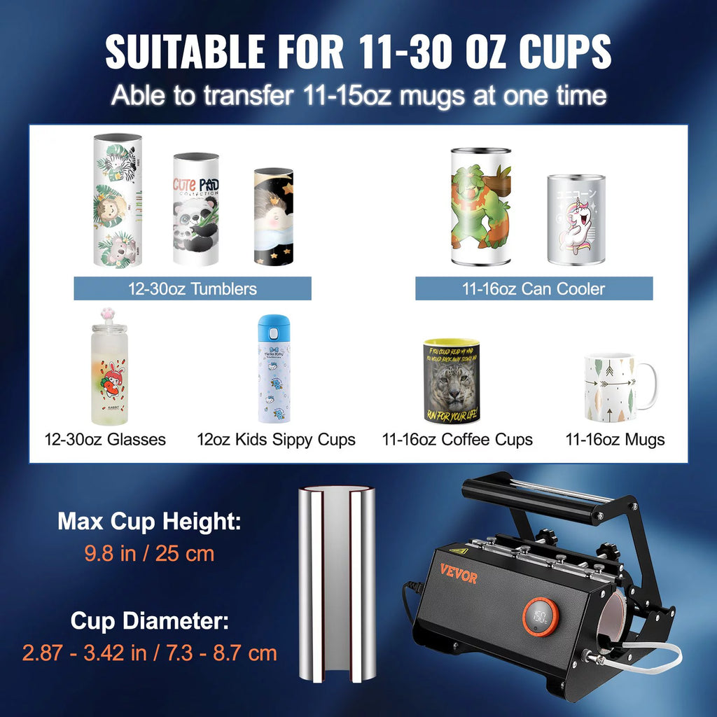 30oz Mug Heat Press Machine Sublimation Transfer for Straight Skinny Tumblers F71142