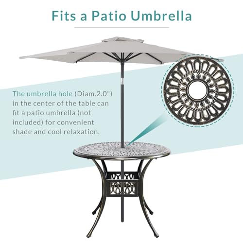 5-Piece Outdoor Cast Aluminum Patio Dining Set with 4 Cushions Swivel Rocker Chairs and Round Table W22904
