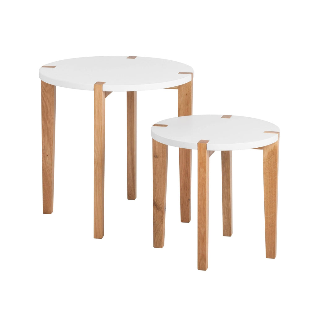 White Oak Round Nesting Side Tables (Set of 2) R317907