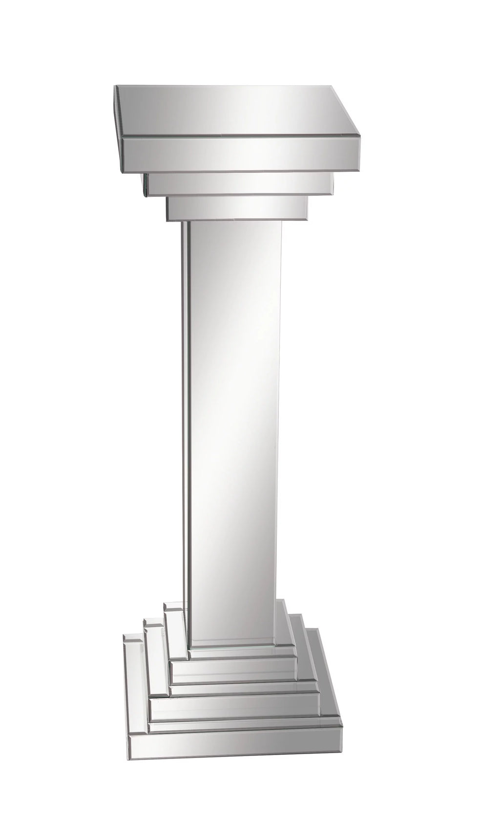 12" x 36" Silver Glass Mirrored Pedestal Table M58606