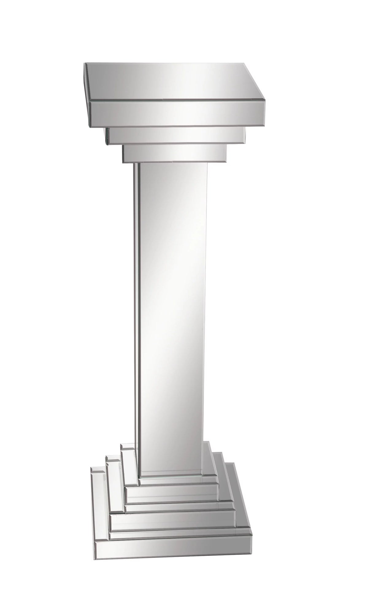 12" x 36" Silver Glass Mirrored Pedestal Table M58606