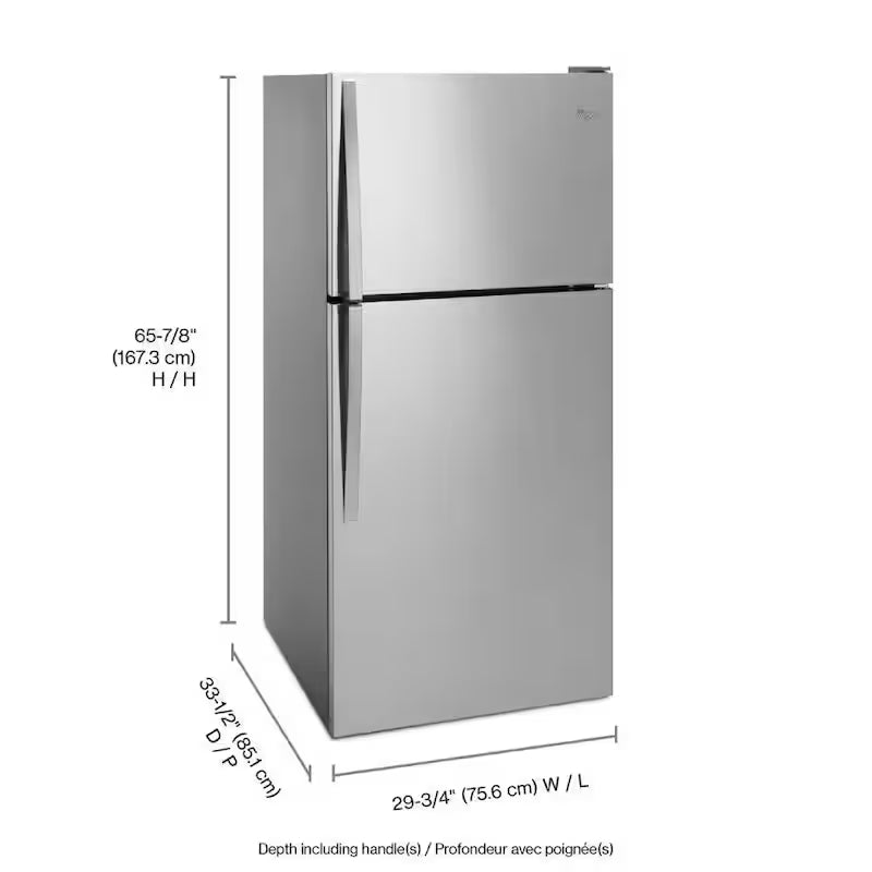 Top Freezer Refrigerator in Monochromatic Stainless Steel P427