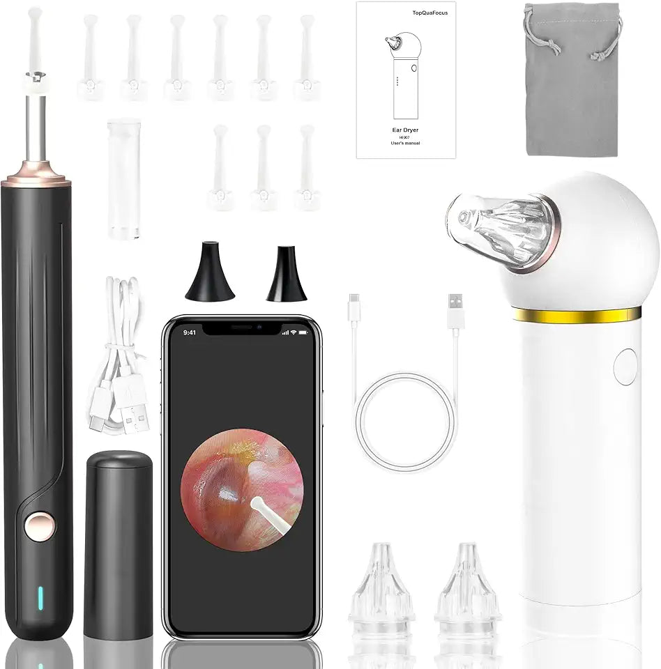 Ear Dryer and Ear Cleaner Camera, 1000P HD Otoscope, Ear Water Remover, Gentle Warm Air with Red Light Care, Ear Drying Device A54835