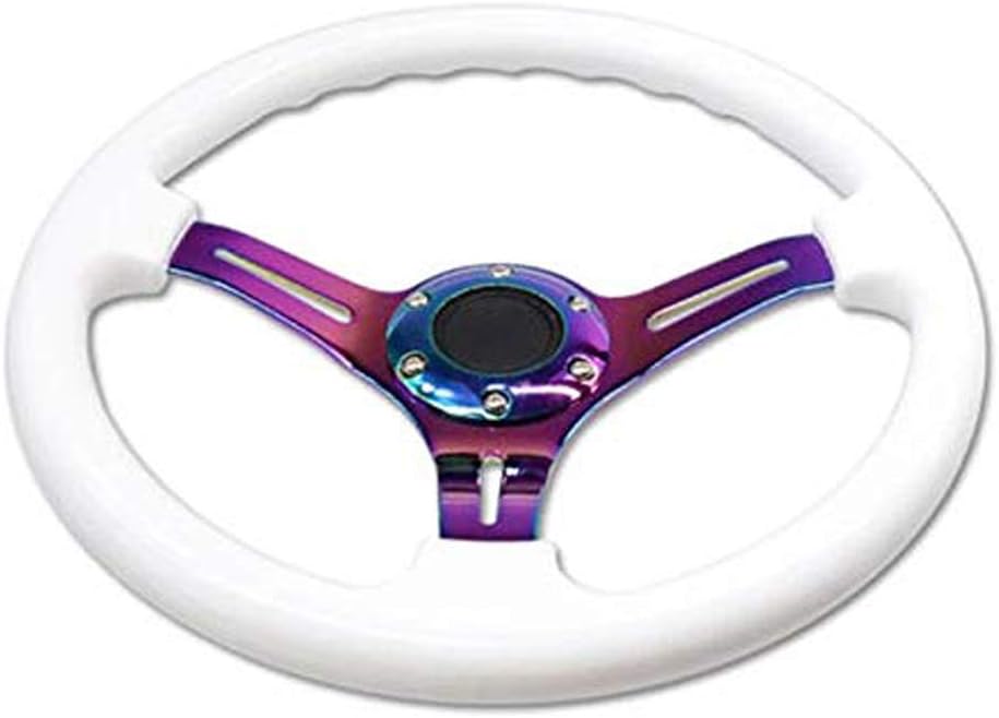 14 inch Car Racing Steering Wheel Deep Dish ABS with Horn White R243