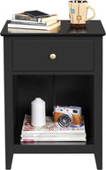 1 Drawer 2-Tier Wooden Sofa Side Table Black E450