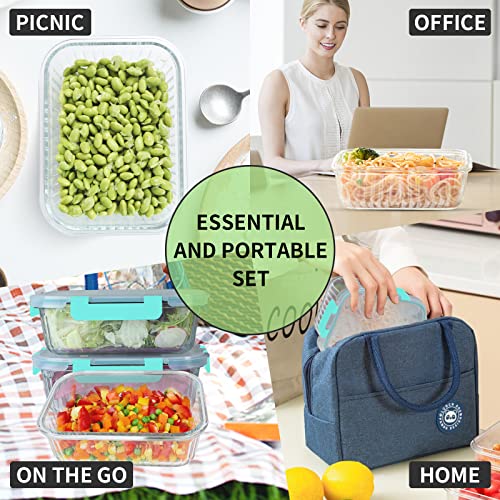 5 Packs 36 oz Glass Food Storage Containers with Lids, White H676