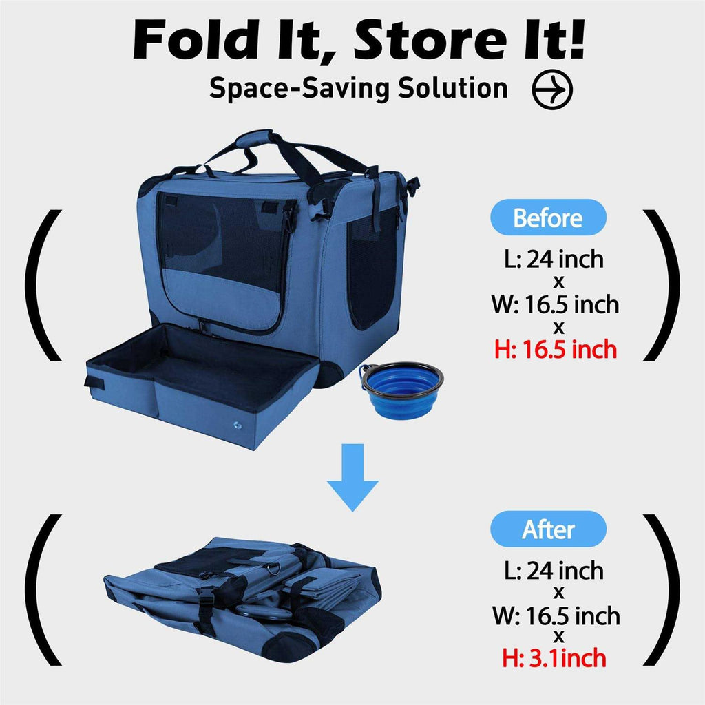 Large Soft-Sided Portable Pet Crate with Collapsible Litter Box and Bowl L562762