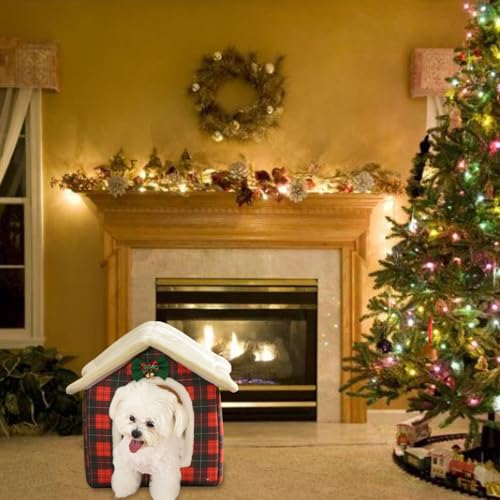 Christmas Cat Bed Plaid Cat Tent L K3079