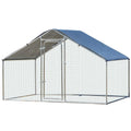 Galvanized Large Metal Chicken Coop Cage Walk-In Enclosure Poultry Hen Run House Playpen Rabbit Hutch R44788
