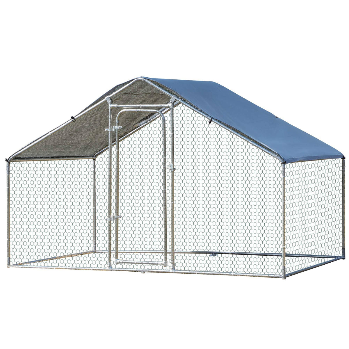 Galvanized Large Metal Chicken Coop Cage Walk-In Enclosure Poultry Hen Run House Playpen Rabbit Hutch R44788