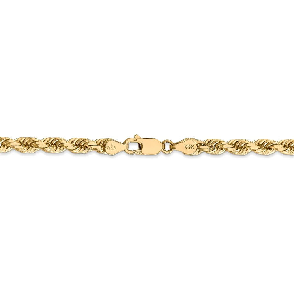 Real 14kt Yellow Gold 4.5mm Diamond Cut Rope Chain with Lobster Clasp L582771